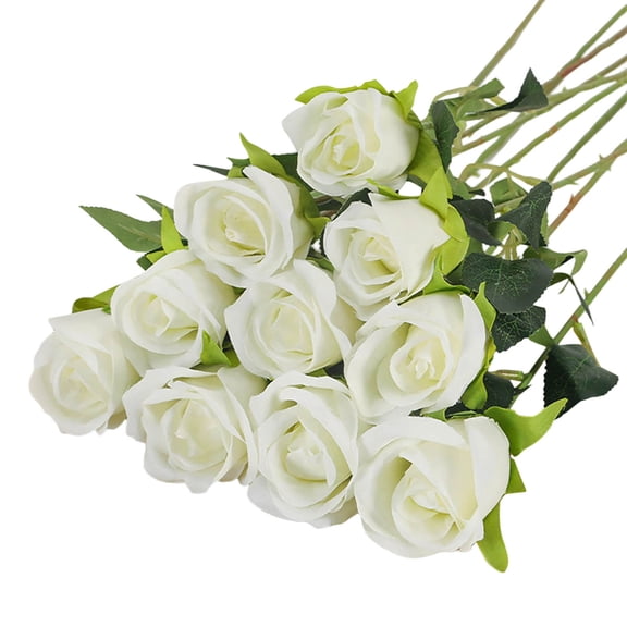 10pcs Artificial Silk Rose Flower 19 inch Long Stem Roses Flowers Arrangement Branch for Wedding Proposal Candlelight Dinner Birthday Decor