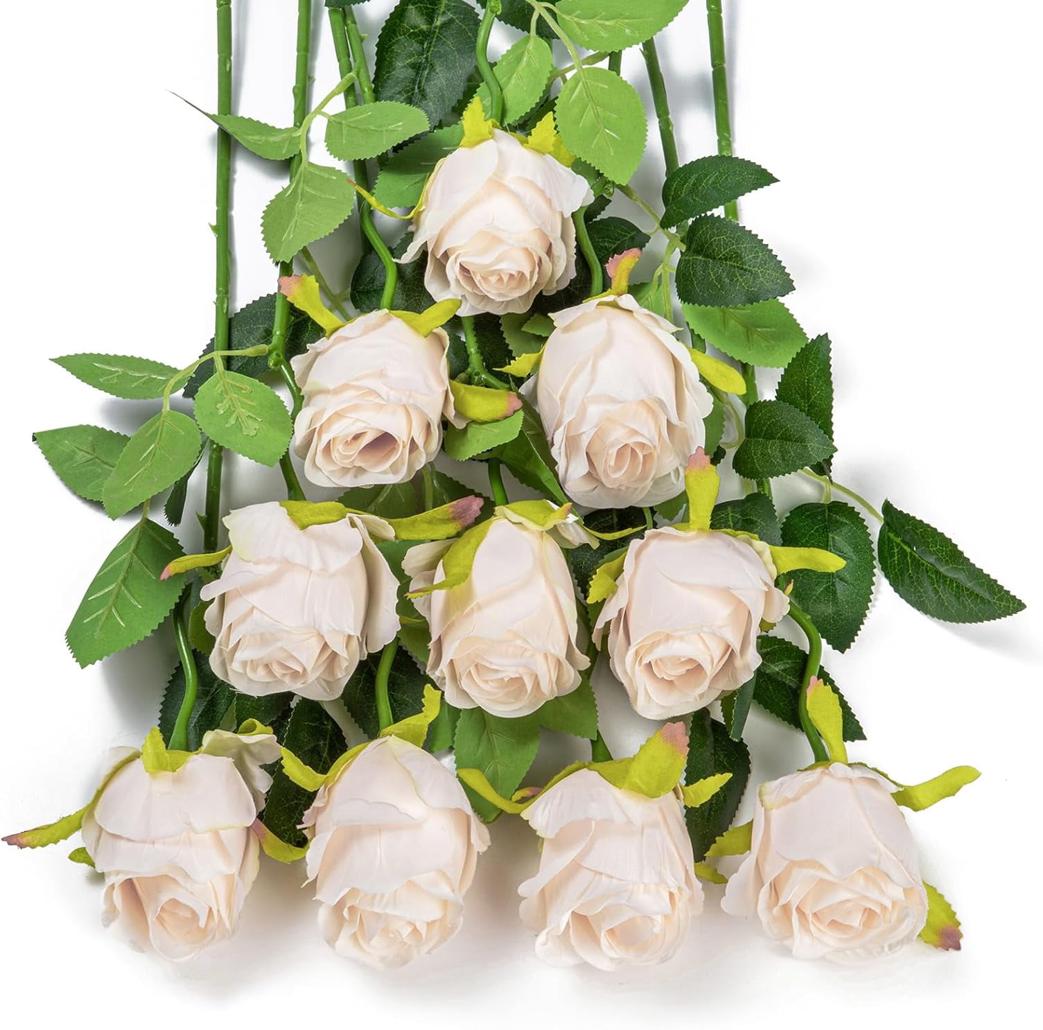 10pcs Artificial Silk Roses Fake Flowers Bouquet Long Stems for Wedding Home Party Decoration(Black)