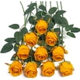 thumbnail image 1 of 10pcs Artificial Silk Roses Fake Flowers Bouquet Long Stems for Wedding Home Party Decoration(Yellow), 1 of 5