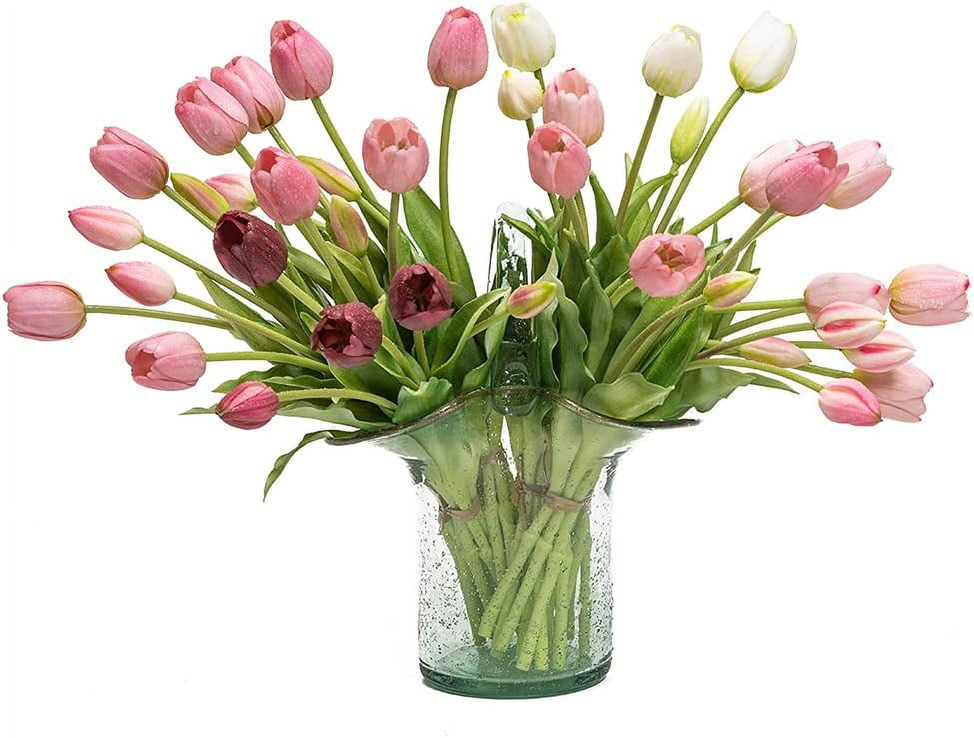 10pcs Artificial Tulips Flowers, Real Touch Latex Bouquet, Fake Tulips for Office Wedding Party Home Kitchen Garden Decoration(Light Pink,10pcs)