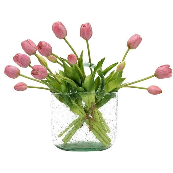 10pcs Artificial Tulips Flowers, Real Touch Latex Bouquet, Fake Tulips for Office Wedding Party Home Kitchen Garden Decoration(Light Pink,10pcs)