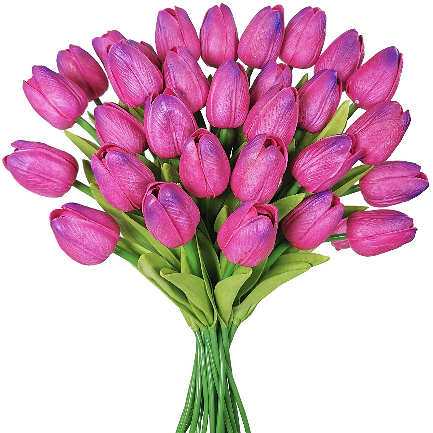 10pcs Artificial Tulips Flowers Real Touch Pink Tulips Fake Holland PU Tulip Bouquet Latex Flowers for Wedding Party Office Home Kitchen Decoration (Pink-10pcs)