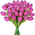 thumbnail image 1 of 10pcs Artificial Tulips Flowers Real Touch Pink Tulips Fake Holland PU Tulip Bouquet Latex Flowers for Wedding Party Office Home Kitchen Decoration (Pink-10pcs), 1 of 5