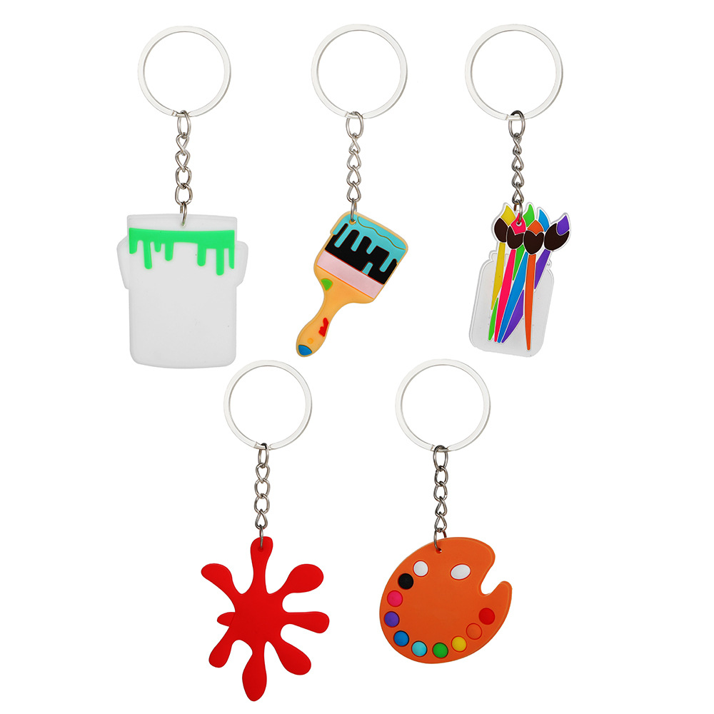 10pcs Artist Palettes Series Cute Key Chain Pendants Cartoon Painting