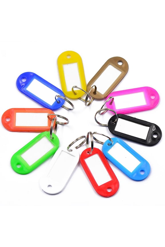 10pcs Assorted Color Keychain Tags Name Card Key Tags Split