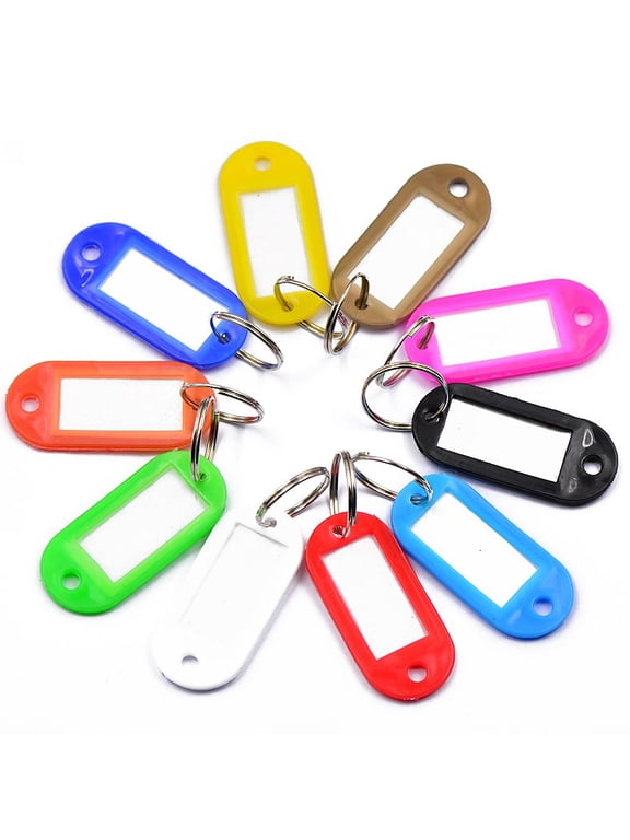 10pcs Assorted Color Keychain Tags Name Card Key Tags Split