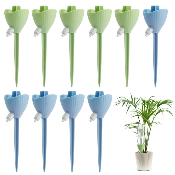 10pcs Auto Drippers, EEEkit Automatic Plants Water System with Adjustable Control Valve, Green & Blue