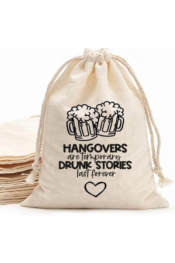 10pcs Bachelorette Party Favor Bags, Wedding Survival Recovery Kit, Drawstring Hangover Kit Bags, hangovers are temporary 3 10x12cm