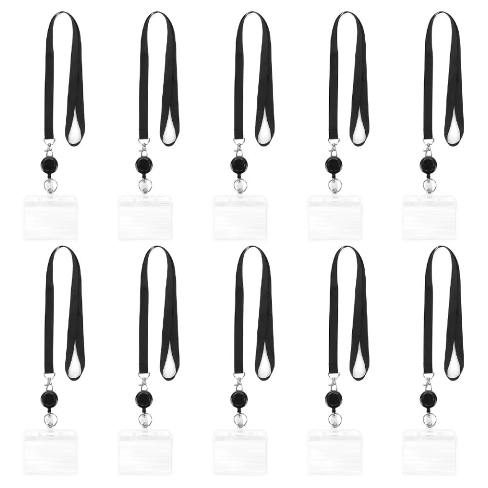 10pcs Badge Holder,Vertical & Horizontal Protector optional with Black Lanyard