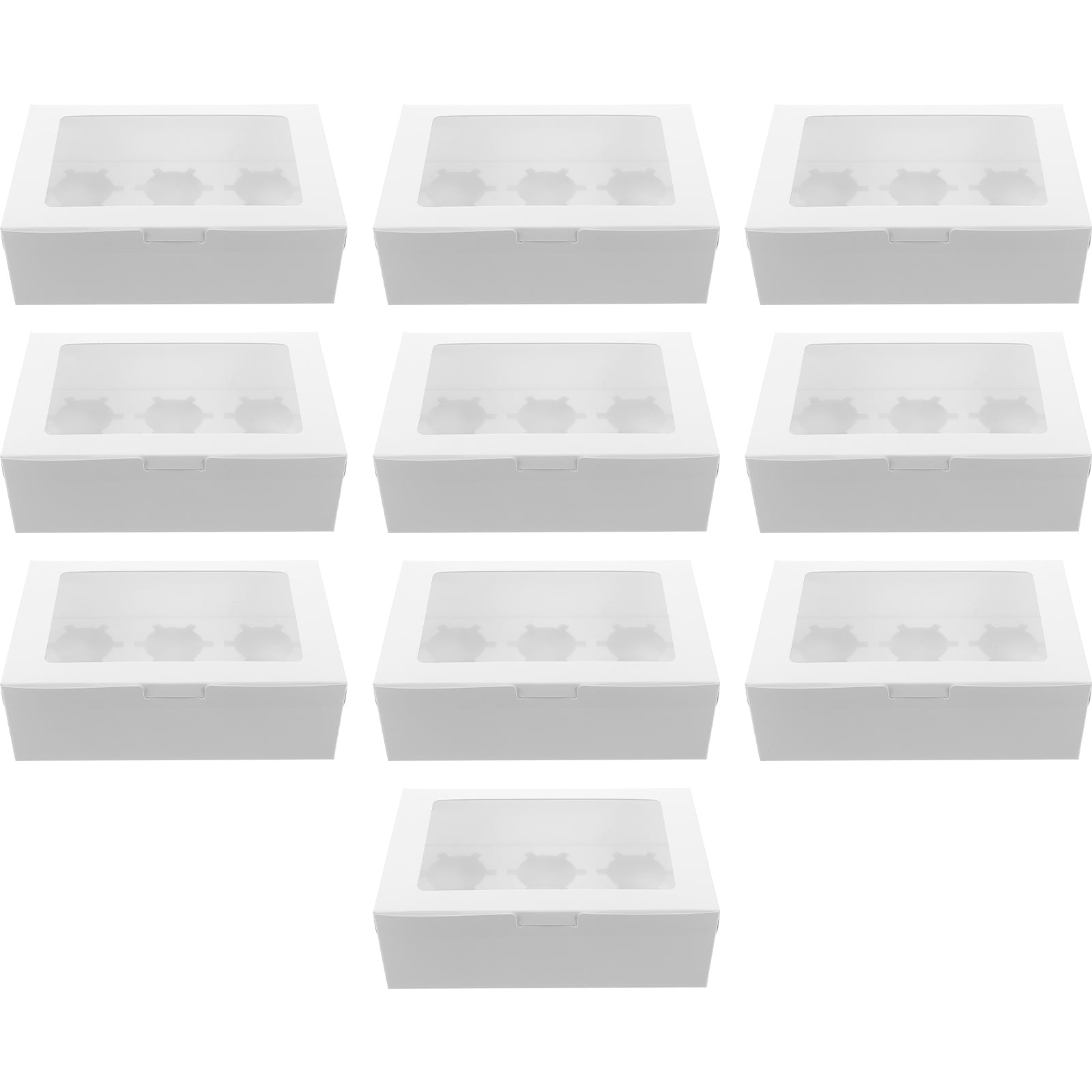 10pcs Bakery Boxes 6cave Window Muffins Brownies Boxes Cupcake Take