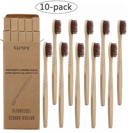 10pcs Bamboo Tooth Brushes Soft Bristles Eco Friendly Oral Care Travel Toothbrush