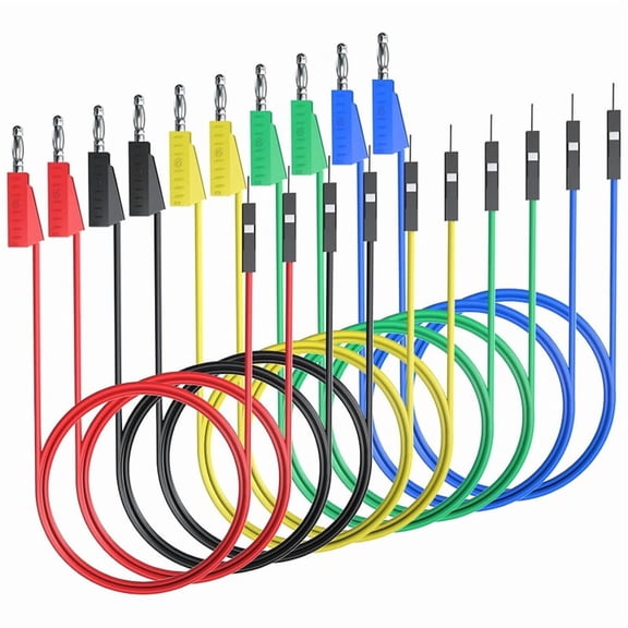 10pcs Banana Plug to Breadboard Male Jumper Wires Soft Flexible Silicone Test Leads for Electrical Testing