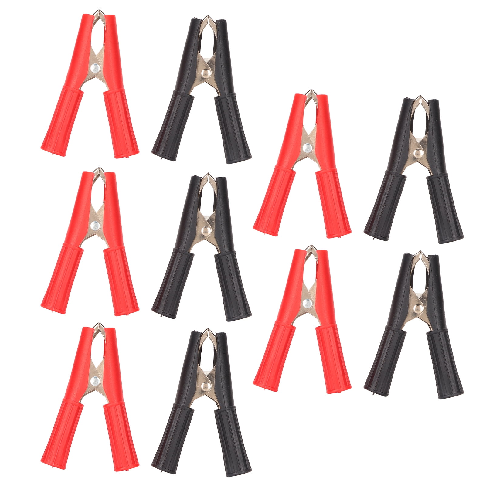 10pcs Battery Clamp Red Black 30A Steel PVC Insulated Safety Cable Clip