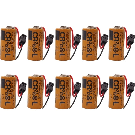 10pcs Battery for Fuji FDK CR2/3 8.L 3V PLC Lithium Battery ER17/33 Equivalent with Black Plug