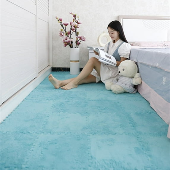 10pcs Bedroom Full Padded Girl Square Panel Floor Mat, Thickened Square Carpet, Bedroom Room Floating Window Bedside Crawling Mat