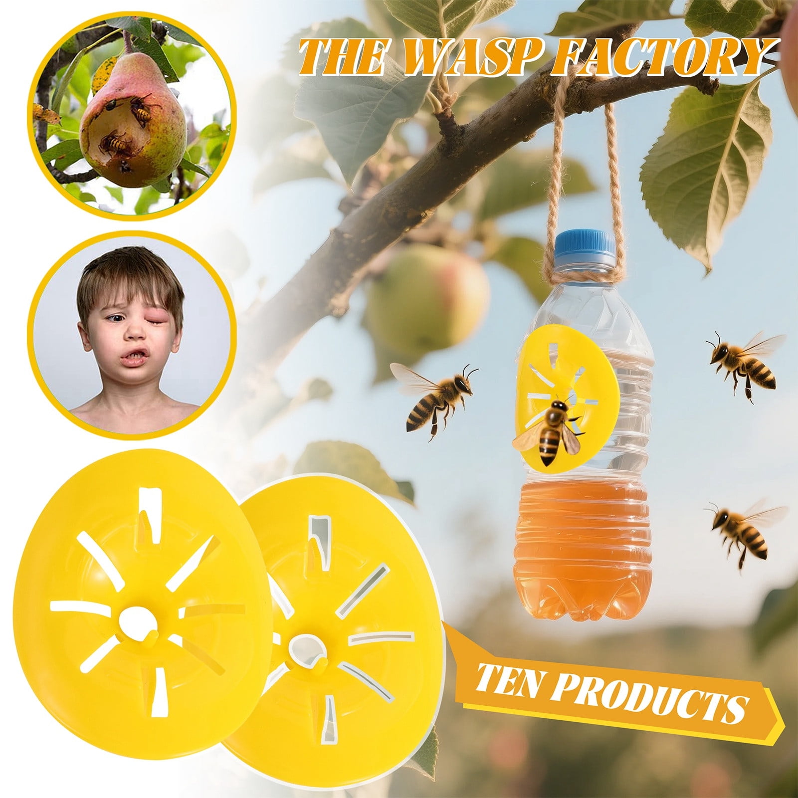 10pcs Bee Traps for Outside Garden Carpenter Bee & Yellow Jacket Killer ...