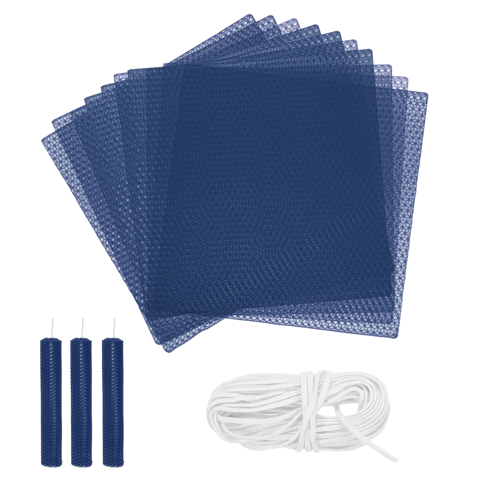 10pcs Beeswax Candle Making Kit, 8"x8" Blue Beeswax Sheet with 1pcs Wick