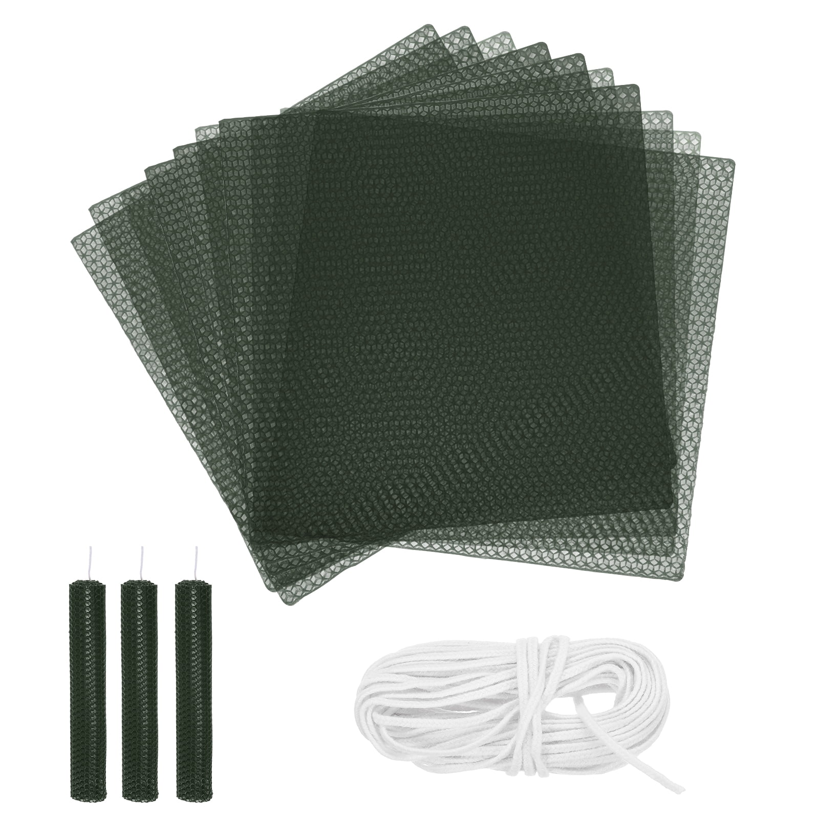 10pcs Beeswax Candle Making Kit, 8"x8" Dark Green Beeswax Sheet with 1pcs Wick