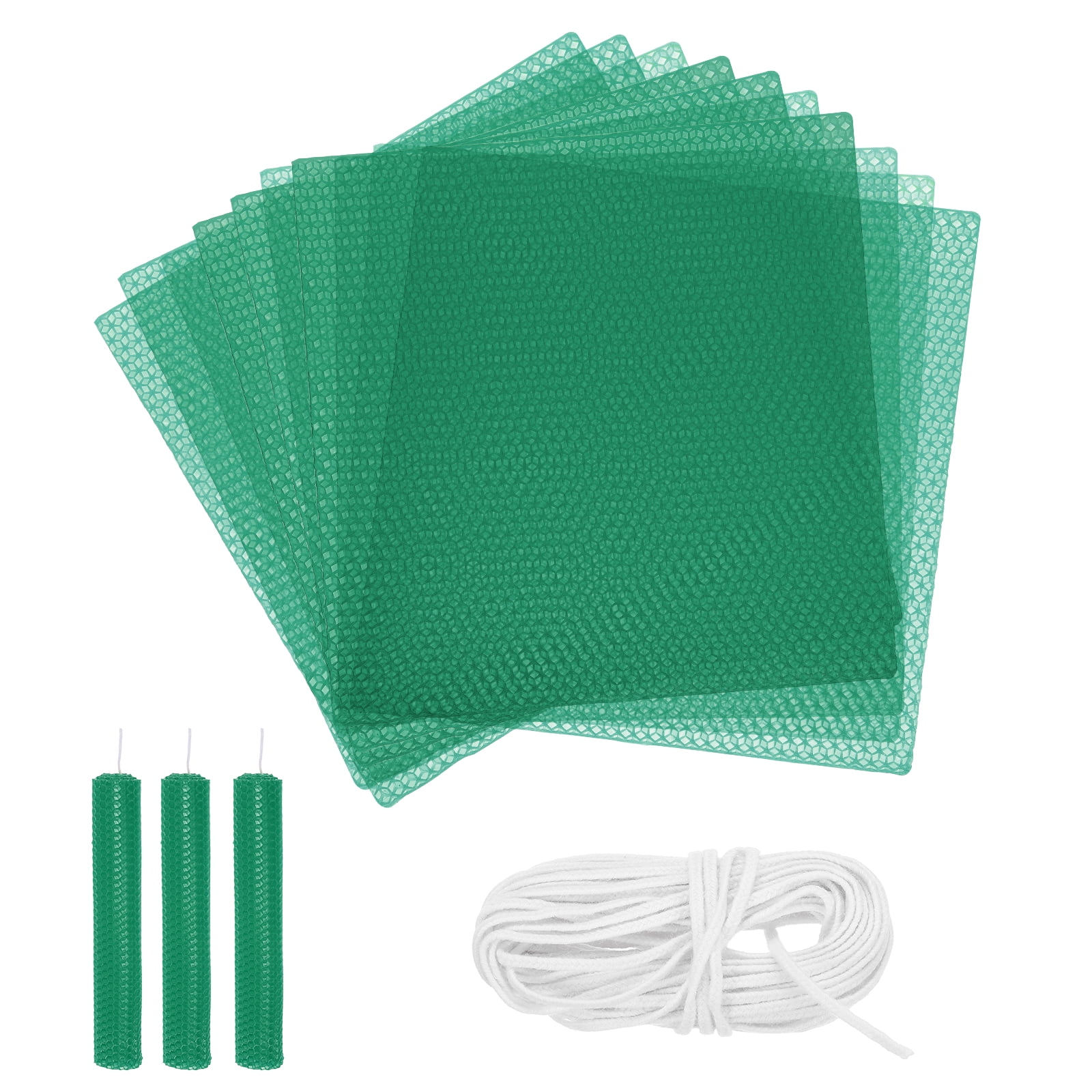 10pcs Beeswax Candle Making Kit, 8"x8" Green Beeswax Sheet with 1pcs Wick