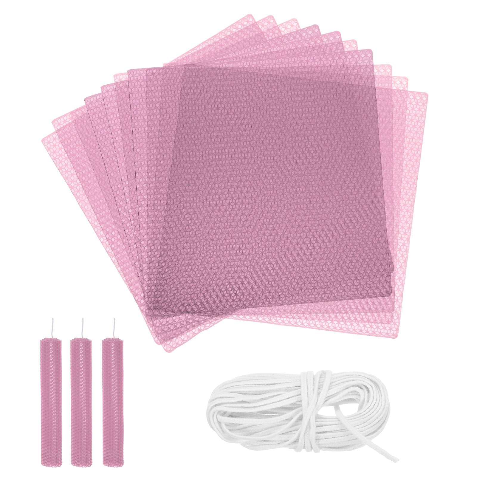 10pcs Beeswax Candle Making Kit, 8"x8" Pink Beeswax Sheet with 1pcs Wick