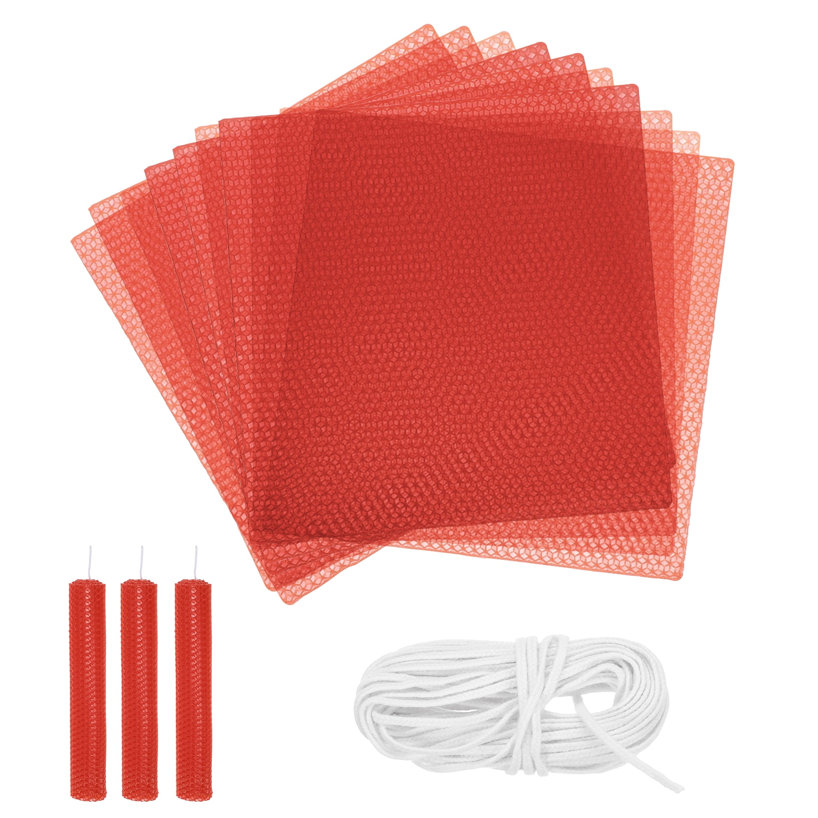 10pcs Beeswax Candle Making Kit, 8"x8" Red Beeswax Sheet with 1pcs Wick