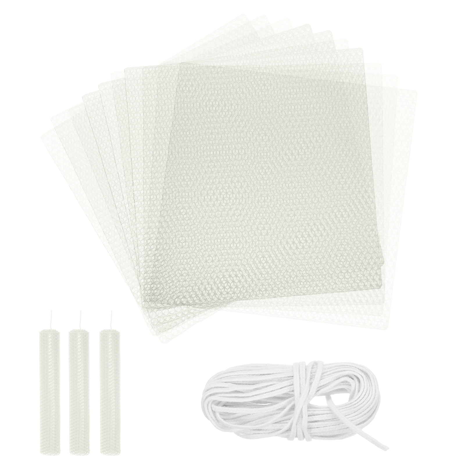 10pcs Beeswax Candle Making Kit, 8"x8" White Beeswax Sheet with 1pcs Wick
