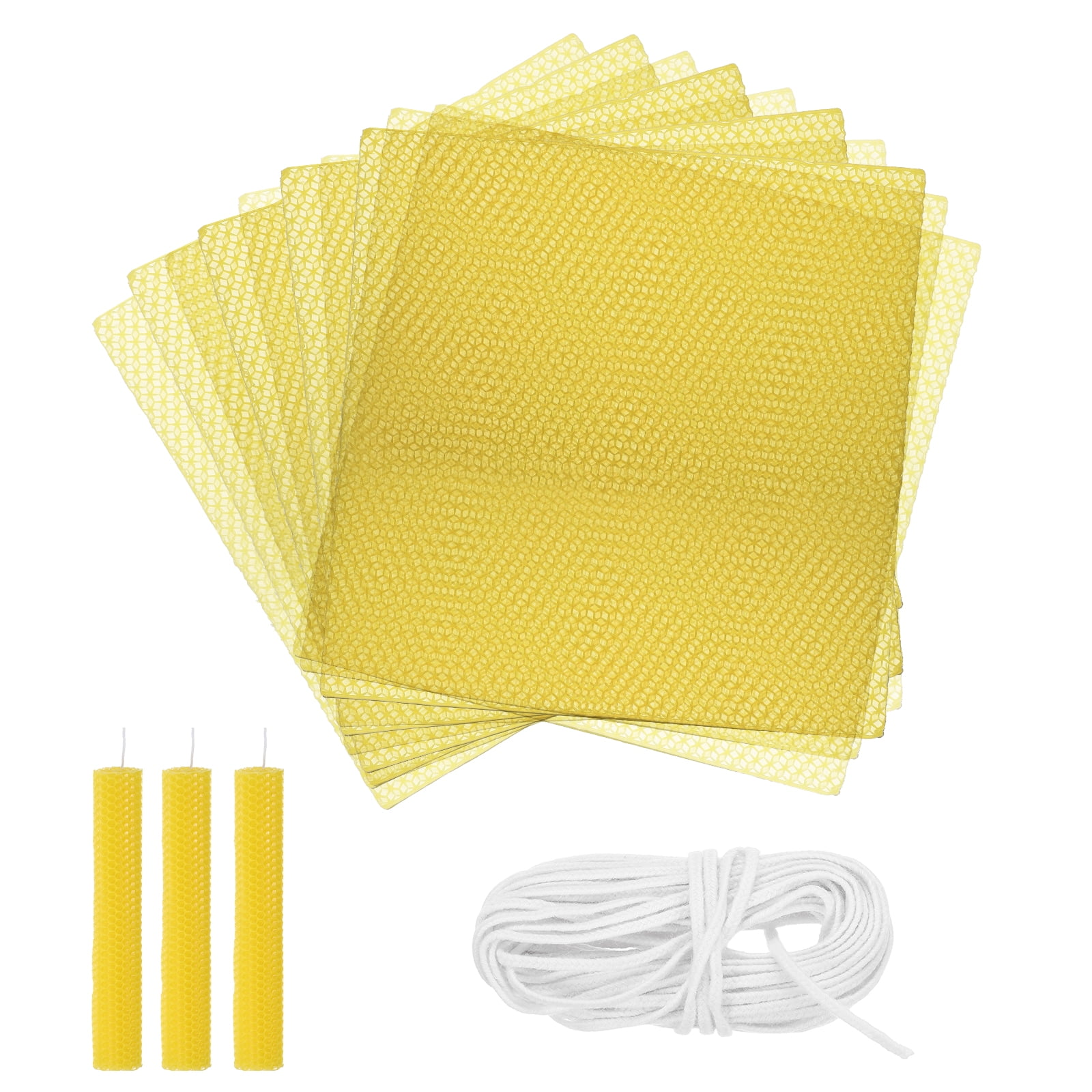 10pcs Beeswax Candle Making Kit, 8"x8" Yellow Beeswax Sheet with 1pcs Wick