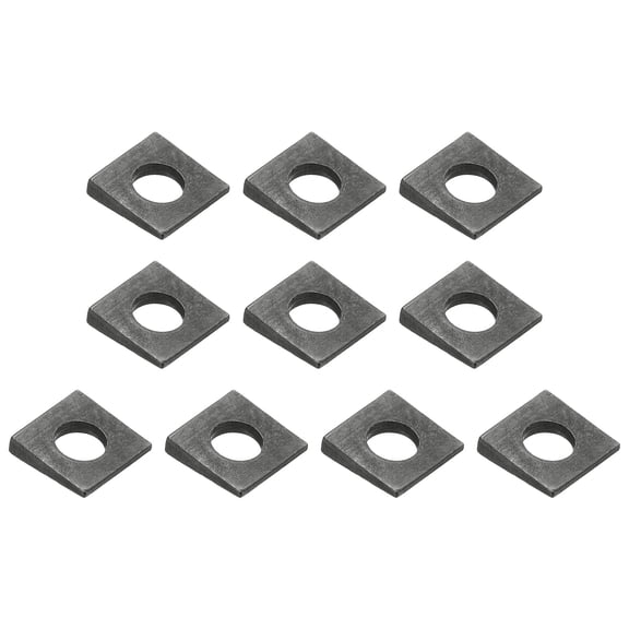 10pcs Beveled Square Washers, M12x28mm Square Beveled Washers Bearing Strut Plate Flat Pad Spacer Carbon Steel for 12mm Bolts Wedge Shim Leveling Fastener Nut Bolt Gasket, Black