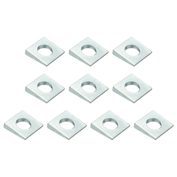 10pcs Beveled Square Washers, M16x35mm Square Beveled Washers Bearing Strut Plate Flat Pad Spacer Carbon Steel for 16mm Bolts Wedge Shim Leveling Fastener Nut Bolt Gasket, Silver