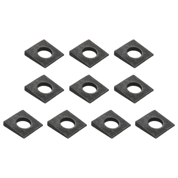 10pcs Beveled Square Washers, M18x40mm Square Beveled Washers Bearing Strut Plate Flat Pad Spacer Carbon Steel for 18mm Bolts Wedge Shim Leveling Fastener Nut Bolt Gasket, Black