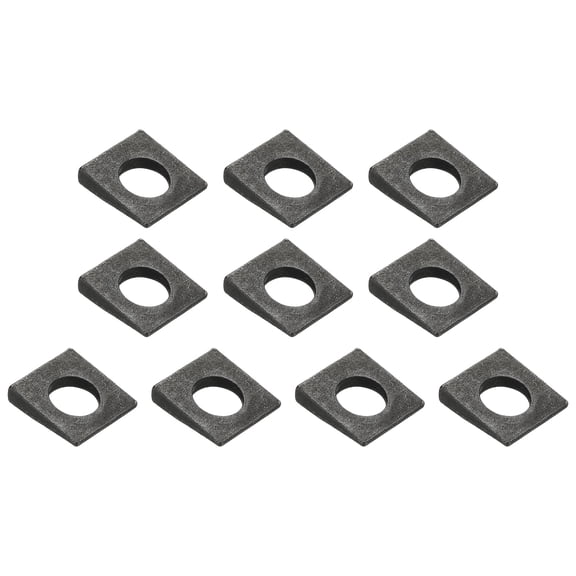 10pcs Beveled Square Washers, M24x50mm Square Beveled Washers Bearing Strut Plate Flat Pad Spacer Carbon Steel for 24mm Bolts Wedge Shim Leveling Fastener Nut Bolt Gasket, Black
