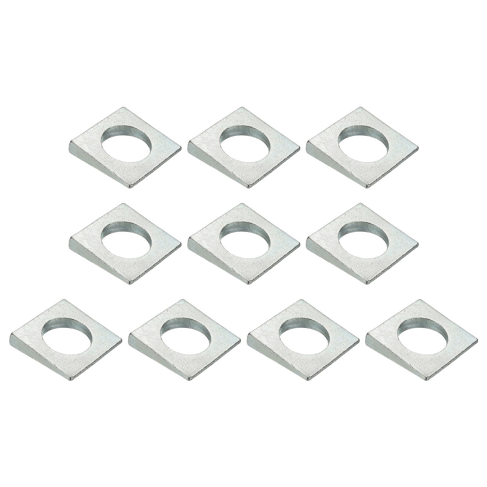 10pcs Beveled Square Washers, M24x50mm Square Beveled Washers Bearing Strut Plate Flat Pad Spacer Carbon Steel for 24mm Bolts Wedge Shim Leveling Fastener Nut Bolt Gasket, Silver