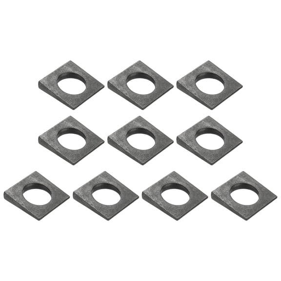 10pcs Beveled Square Washers, M27x50mm Square Beveled Washers Bearing Strut Plate Flat Pad Spacer Carbon Steel for 27mm Bolts Wedge Shim Leveling Fastener Nut Bolt Gasket, Black