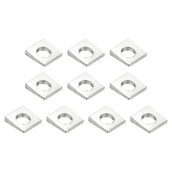 10pcs Beveled Square Washers, M8x18mm Square Beveled Washers Bearing Strut Plate Flat Pad Spacer Carbon Steel for 8mm Bolts Wedge Shim Leveling Fastener Nut Bolt Gasket, Silver