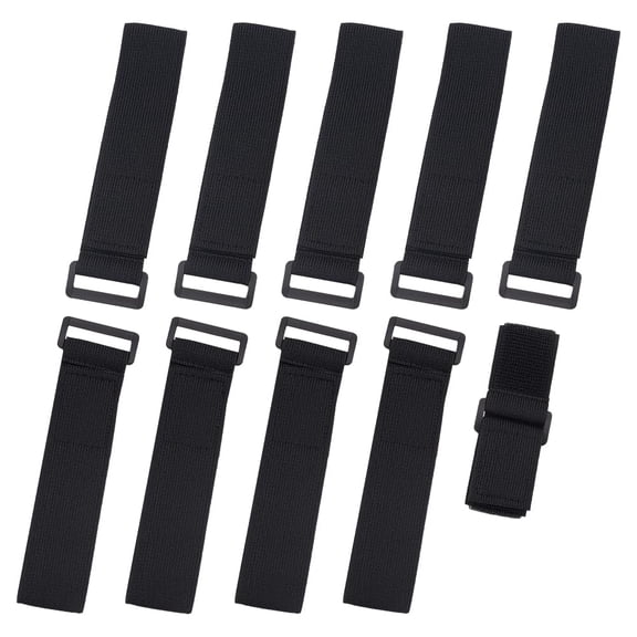 10pcs Bicycle Pant Leg Straps Adjustable Cycling Ankle Safety Band Affix Elastic Fastening Belt with Buckle for Tensioning Trouser Legs Sleeves Wading Fishing Riding Climbing 1.5x12Black