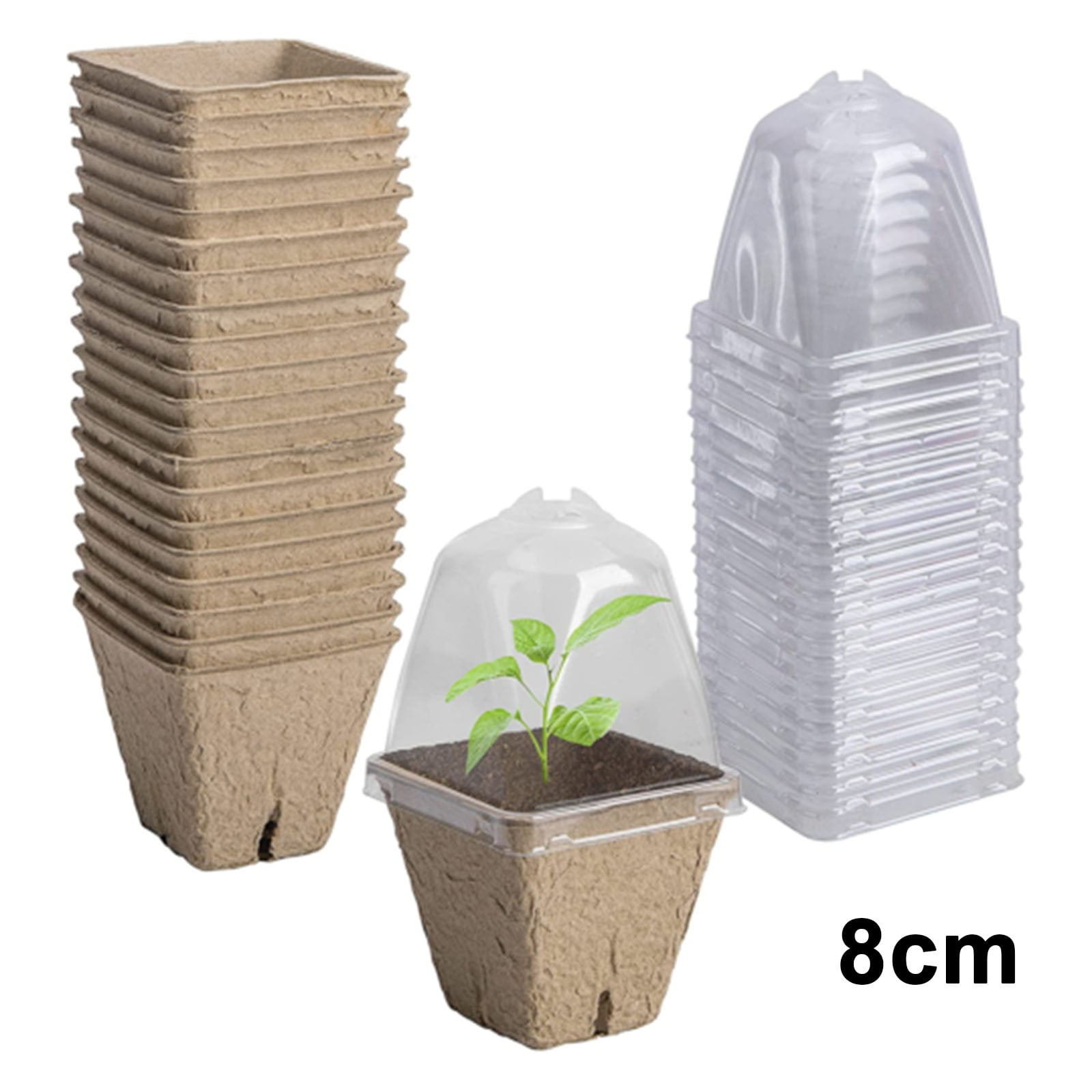 10pcs Biodegradable Paper Plant Pots with Humidity Dome for Grow