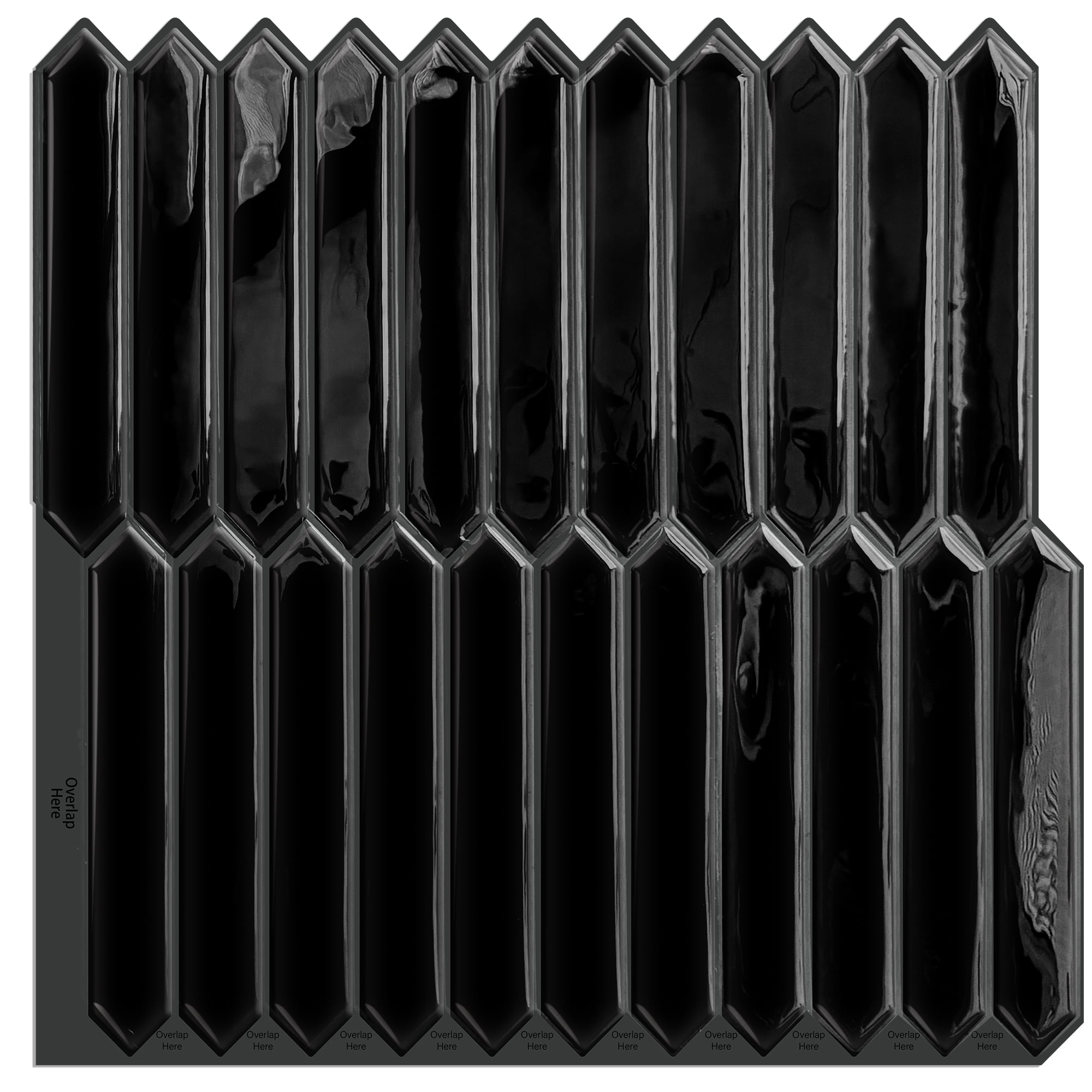 DEWOO Black Tile Peel and Stick Backsplash, 10 Sheets Self-Adhesive Wall Tiles Stick on Back Splash for Kitchen, Bathroom, Fireplace,RV(12"×12",Black Marble)