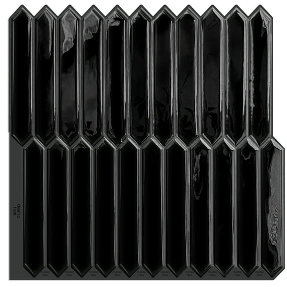 DEWOO Black Tile Peel and Stick Backsplash, 10 Sheets Self-Adhesive Wall Tiles Stick on Back Splash for Kitchen, Bathroom, Fireplace,RV(12"×12",Black Marble)