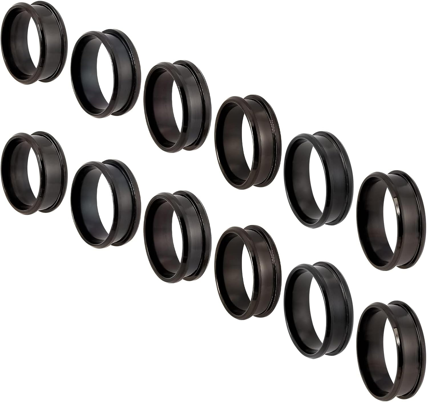 Grooved Finger Follower 10pcs Black Grooved Finger Ring Blanks Settings Stainless Steel Ring ...