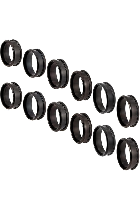 10pcs Black Grooved Finger Ring Blanks Settings Stainless Steel Ring Core Blank Rings for Inlay Ring Jewelry Making 20mm Inner Diameter