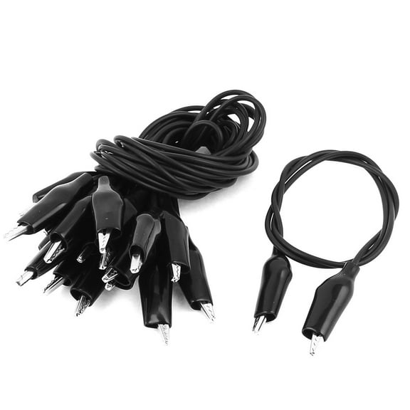 10Pcs Black Insulated Dual Ended Test Crocodile Alligator Clip Jumper Wire 47cm