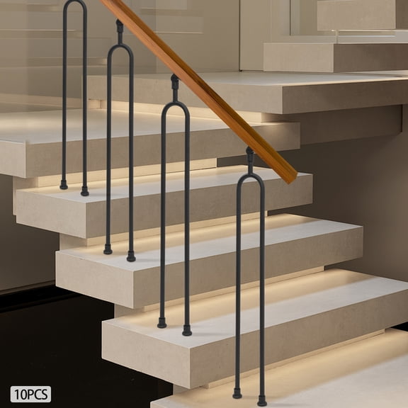 10pcs Black Iron 101cm U-Shaped Stair Column High-Load Indoor And Outdoor General Guardrail Column