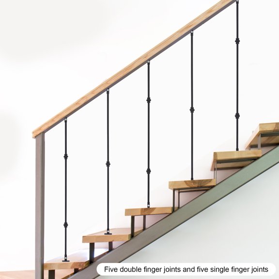 10pcs Black Iron Height 113cm Single And Double Knuckled Stair Railing Column With Base