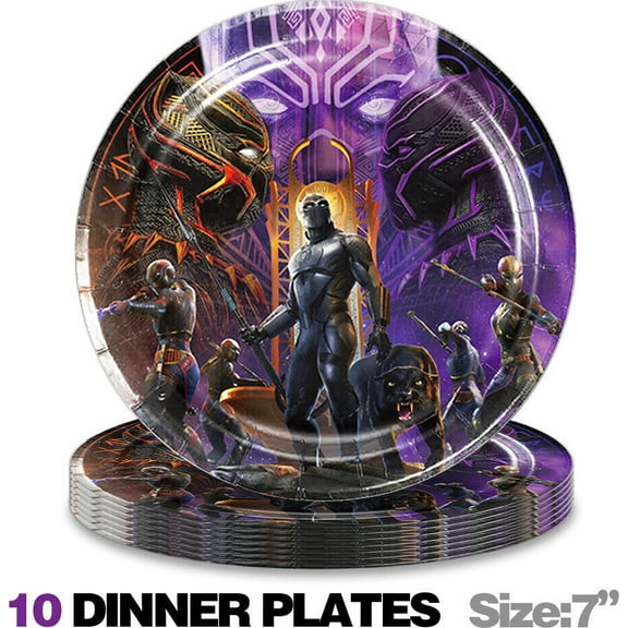 10pcs Black Panther Paper Plates Party Supplies Tableware Disposable Dinnerware