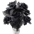 thumbnail image 1 of 10pcs Black Roses Artificial Flowers, Single Stem Fake Silk Flowers Bridal Wedding Bouquet, Realistic Blossom Flora for Home Party Hotel Office Table Garden Decorations, 1 of 7