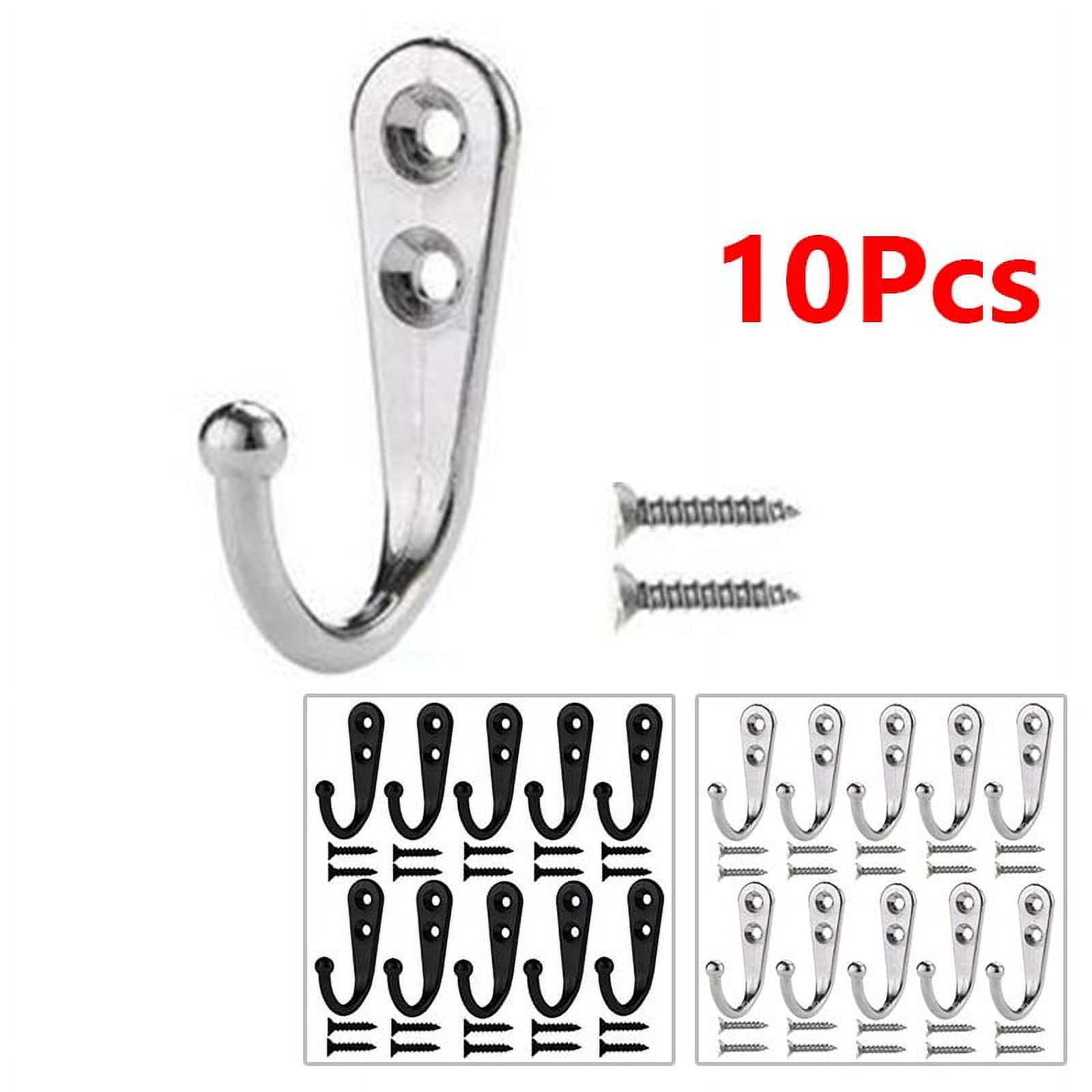 10pcs Black Zinc Alloy Hooks for Coats and Hangers, 21*12*30 mm