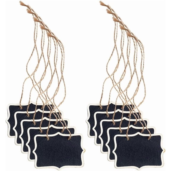 10pcs Blackboard Decanter Tag Mini Wooden Erasable Chalkboard Signs Custom Liquor Decanter Labels with Hanging String Message Boards Labels for Wedding Party Wine Bottle Whiskey Price Tags