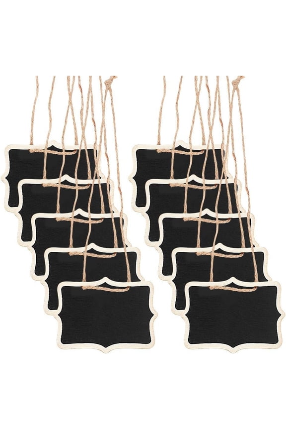 10pcs Blackboard Slate Decanter Tag 2.3x3.14 Inch Mini Wooden Chalkboard Signs Custom Liquor Decanter Labels with Hanging String Message Boards Labels for Wedding Party Wine Bottle Whiskey