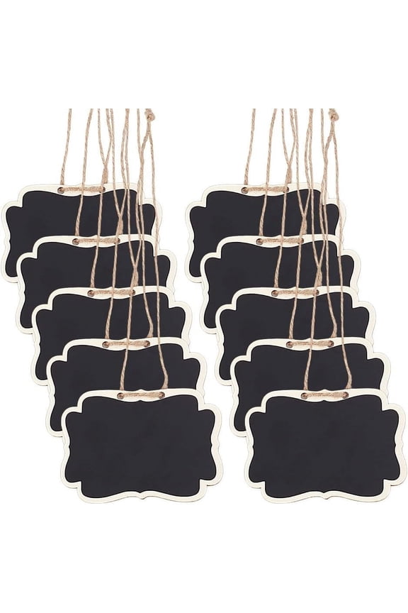 10pcs Blackboard Slate Decanter Tag 2.5x3.5 Inch Mini Wooden Chalkboard Signs Custom Liquor Decanter Labels with Hanging String Message Boards Labels for Wedding Party Wine Bottle Whiskey