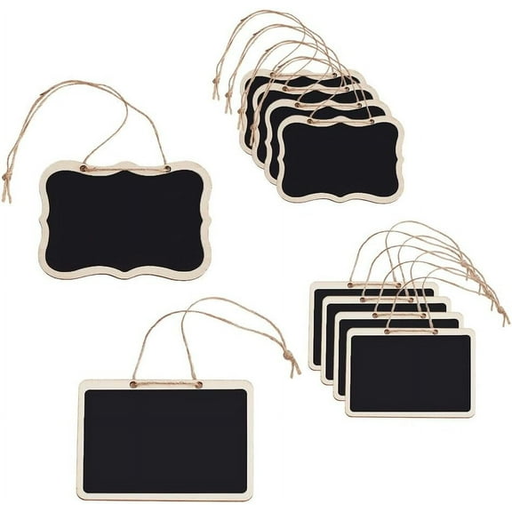 10pcs Blackboard Slate Decanter Tag 2 Styles 2.3"x3.3" Wooden Chalkboard Signs Table Numbers Tags Liquor Decanter Labels with Hanging String